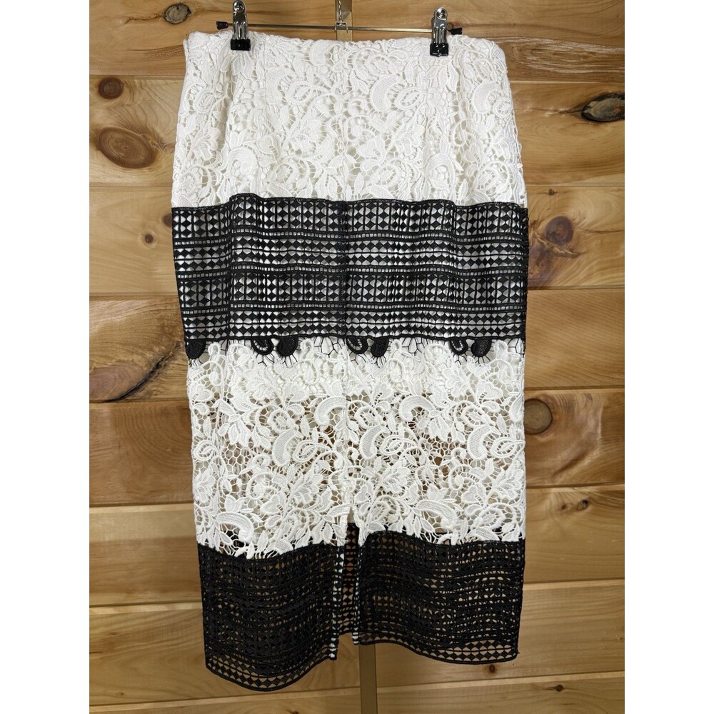 River Island Vintage White/Black‎ Lace Midi Skirt Women’s 16 NWT - Picture 6 of 6